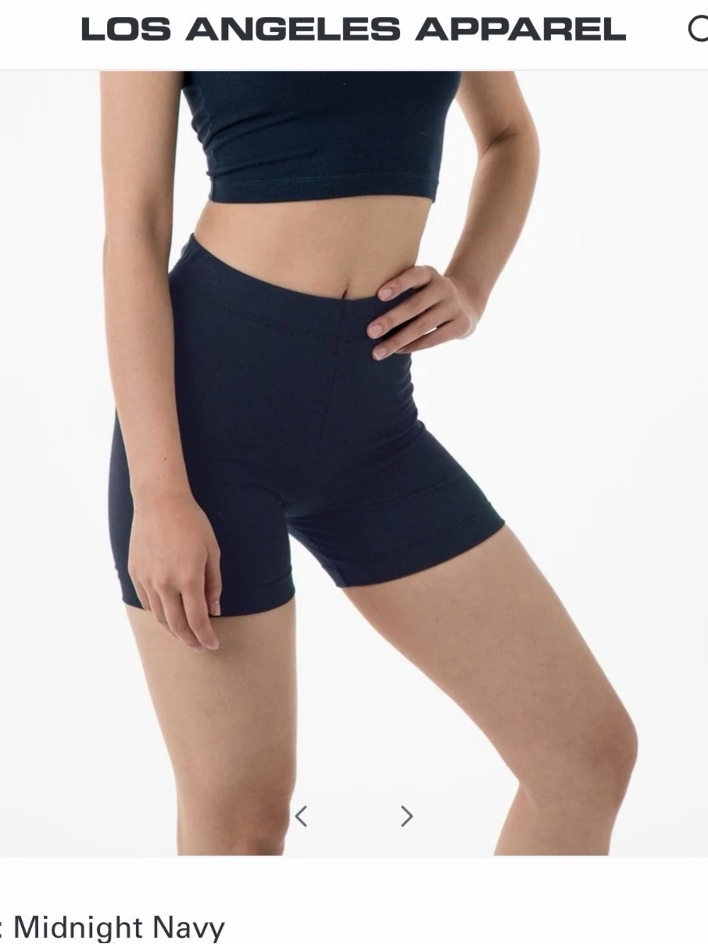 Los Angeles Apparel COTTON SPANDEX BIKE SHORTS in Midnight Navy